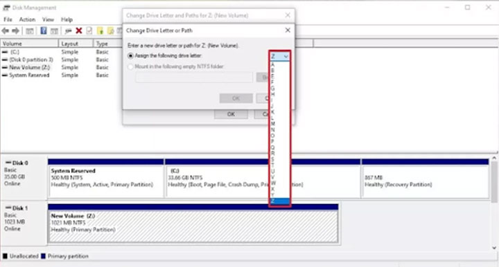 Assign the following drive letter